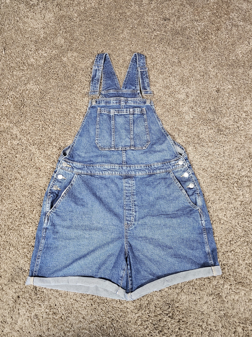 GAP Denim Overalls Shorts Size Large Boho 90s  medium wash